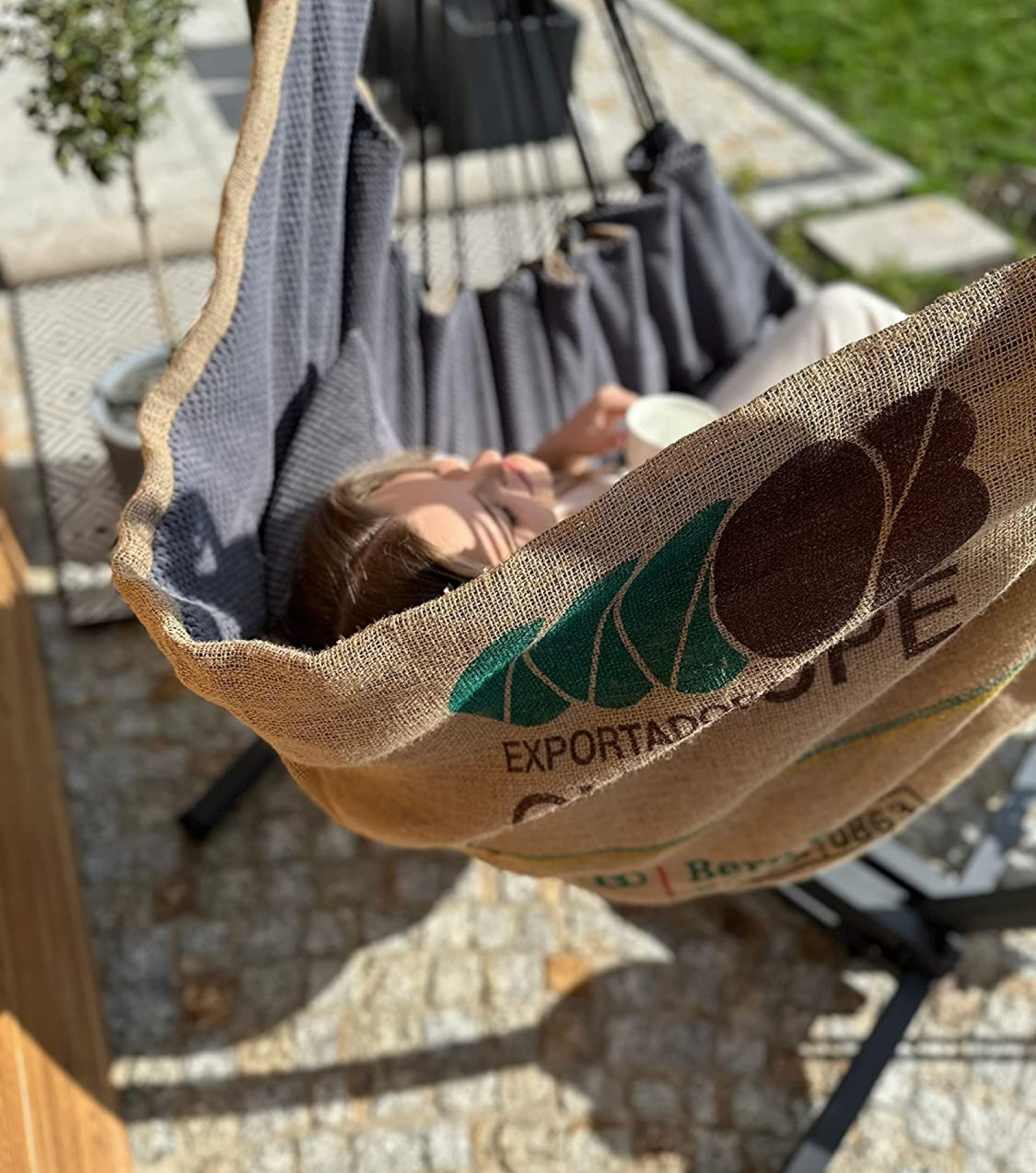 Fauteuil suspendu en toile de jute | Coffee
